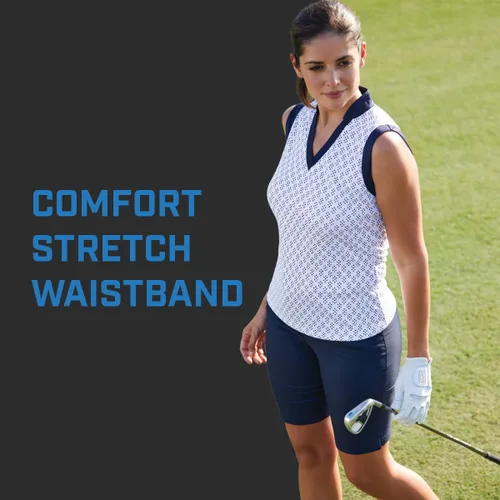 Vista 5 de PGA TOUR Pantalón corto de golf Stretch360 para mujer con cintura elástica cómoda - Motionflux