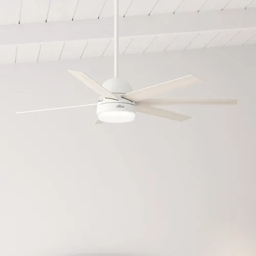 Vista 5 de Hunter Ventilador de techo blanco mate con WiFi de 60 pulgadas con kit de luz LED y control de pared