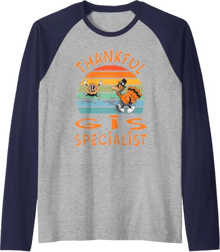 Vista 11 de GIS Specialist Job Funny Thanksgiving Raglan Baseball Tee