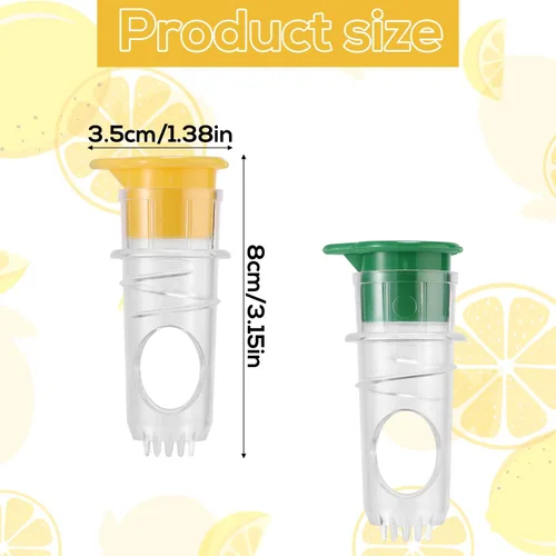 Vista 2 de Exprimidor de limón con tapa de rosca, mini exprimidor de limón de plástico con filtro integrado, práctico exprimidor de jugo con tapa para bebidas