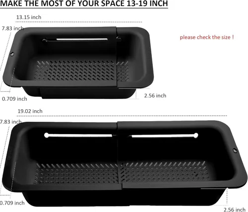 Vista 5 de LASSHSWA Colador plegable para cocina, cesta coladora sobre el fregadero para cocina, pasta de frutas, colador de alimentos expandible, colador