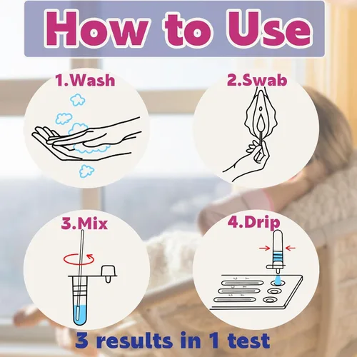 Vista 2 de Kit de prueba de vaginitis, detección rápida de causas comunes de malestar vaginal – prueba casera para mujeres – rápida, fácil y precisa – 1 prueba
