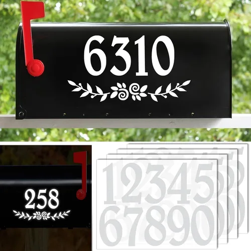 Vista 14 de Números reflectantes para buzones de correo para exteriores, 60 calcomanías impermeables para números de buzón, grandes de 3 pulgadas, 2 pulgadas