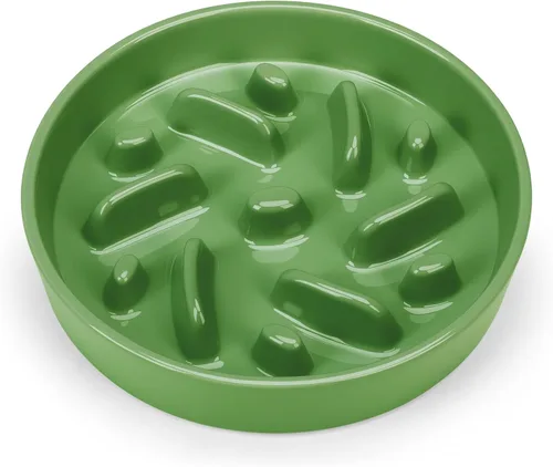 Vista 12 de Cuenco de cerámica para perros de alimentación lenta, 2 tazas de plato de Laberinto - Azul