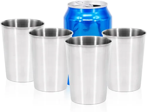 Vista 5 de 4Pack 6oz Vasos de acero inoxidable pequeños, sin BPA, vasos de metal saludables de pinta para niños (plateado, 170ml/6oz)