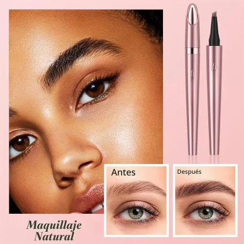 Vista 2 de Microblading - Lápiz de cejas de 4 puntas, resistente al agua, de larga duración, para maquillaje de cejas de aspecto natural, color marrón oscuro