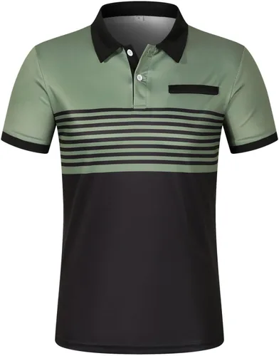 Vista 2 de Camisetas de punto con botones para hombre, elásticas, estilo casual, ajustadas, polo, manga corta, ajustadas