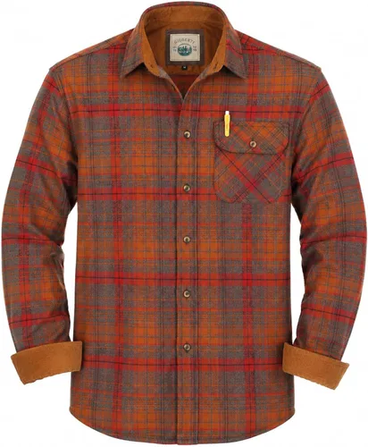 Vista 50 de Gioberti - Camisa a cuadros de franela cepillada de 100% algodón para hombre con contraste de pana Carbón vegetal