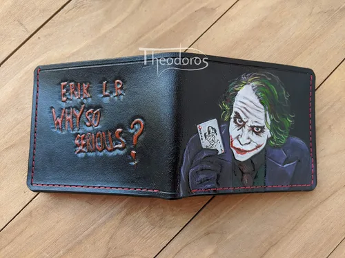 Vista 5 de Men's 3D Genuine Leather Wallet, Hand-Carved, Hand-Painted, Leather Carving, Custom wallet, Personalized wallet, Joker, Heath Ledger, Why so Serious