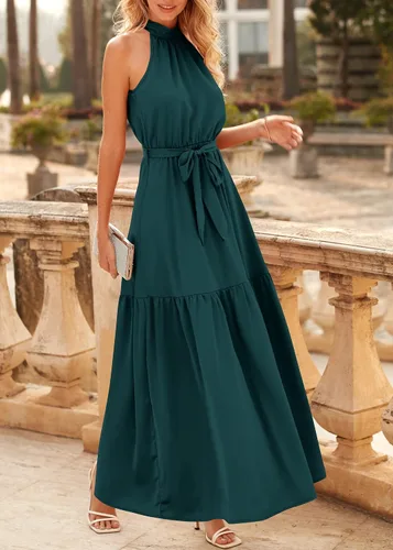 Vista 7 de KIRUNDO Vestido de satén sin mangas para mujer, de cintura alta, elegante, para boda, fiesta, cóctel, formal, vestido de graduación