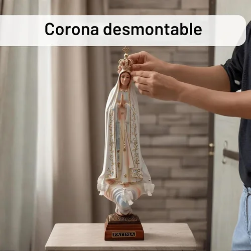 Vista 9 de Estatua de Nuestra Señora de Fátima con ojos de cristal de 12 pulgadas fabricada en Portugal