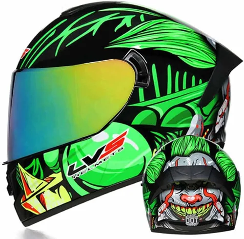 Vista 7 de Full Face Motorcycle Helmet DOT Approved Motorbike Moped Street Bike Racing Crash Helmet, Men and Women