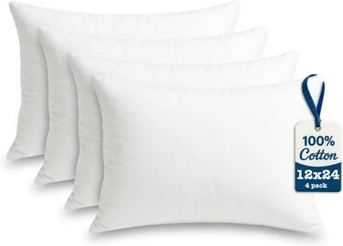 Vista 10 de Foamily Juego de 4 rellenos de almohada 100% algodón, 12 x 12 pulgadas, rellenos de almohada para almohadas decorativas para sofá y cama, relleno