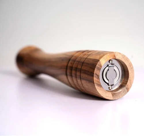 Vista 2 de Molinillo de pimienta, molinillo de pimienta con molinillo ajustable de acero inoxidable, madera de acacia, altura 12 pulgadas / 30 cm