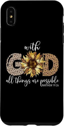 Vista 11 de iPhone 16 With God All Things Are Possible Leopard Sunflower Faith Case