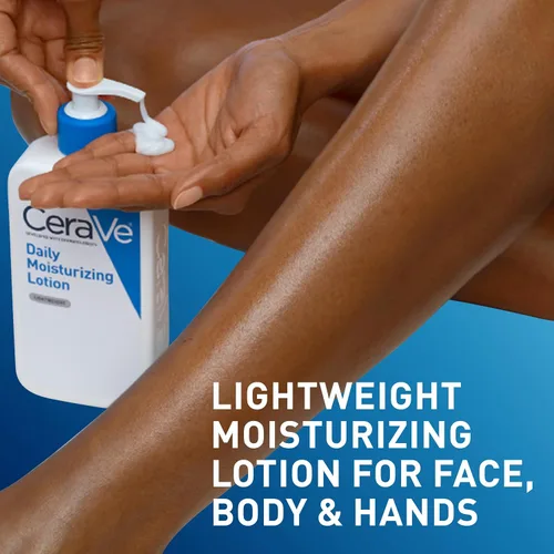 Vista 4 de CeraVe Loción hidratante diaria para piel seca, loción corporal y hidratante facial con ácido hialurónico y ceramidas, hidratante diario, sin
