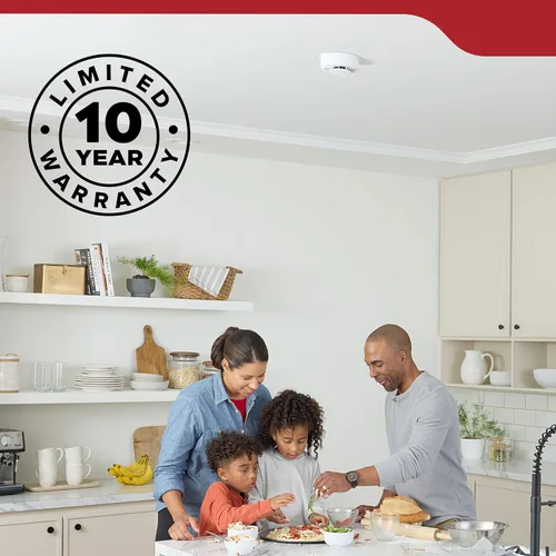 Vista 10 de Kidde, 20SAR, detector de humo cableado, batería de reserva AA, interconectable, indicadores de luz de advertencia LED