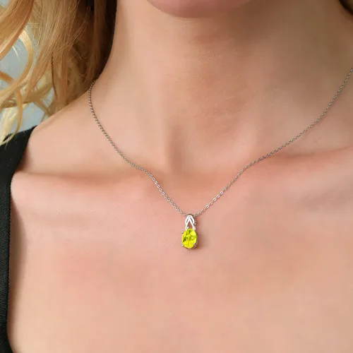 Vista 24 de Gem Stone King Collar de plata de ley 925 con piedra natal ovalada de 0.354 x 0.276 in Collar con colgante solitario para mujer Con cadena