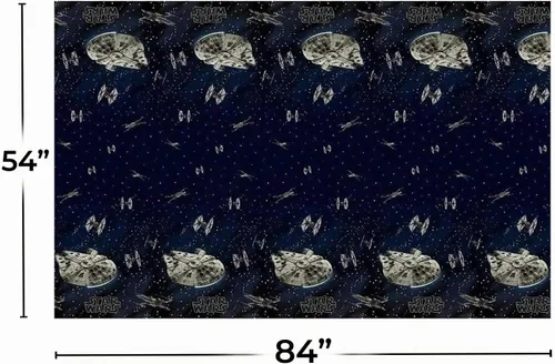 Vista 2 de Mantel rectangular clásico de plástico multicolor de Star Wars (54 x 84 pulgadas), 1 unidad, material icónico y ecológico, perfecto para cada