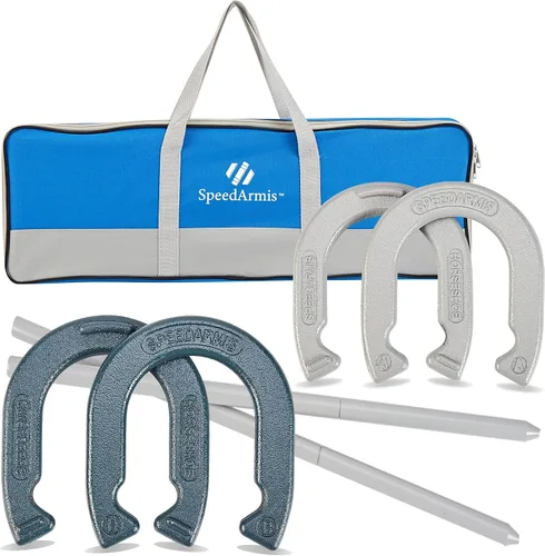 Vista 11 de SpeedArmis Juego de herraduras para exteriores, juego de herraduras de césped de tamaño universal, juegos al aire libre para fiestas, playa, patio