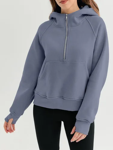 Vista 6 de AUTOMET Sudaderas con capucha para mujer, con media cremallera, chaquetas de vellón, tops de gran tamaño, trajes de otoño, ropa de moda de invierno