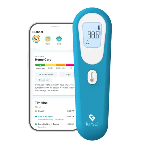 Vista 9 de Kinsa Termómetro inteligente de oído para fiebre, termometro infrarrojo médico, aprobado por la FDA para lecturas de temperatura corporal para todas