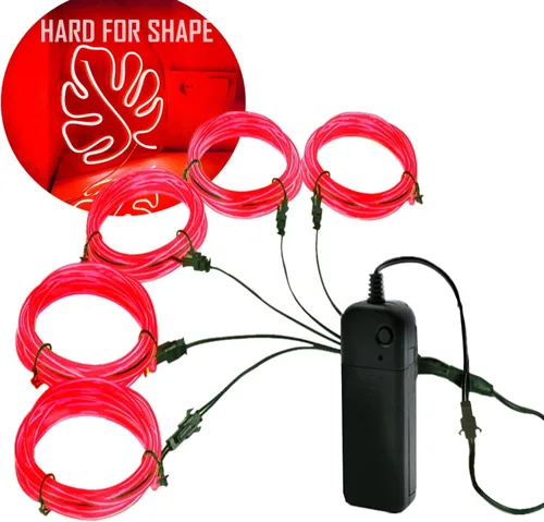 Vista 7 de Ourbest [Nueva versión dura] 5 divisores de 6.6 ft de cable EL de neón, 3 modos de permanencia/lento/rápido flash LED para decoración de fiesta