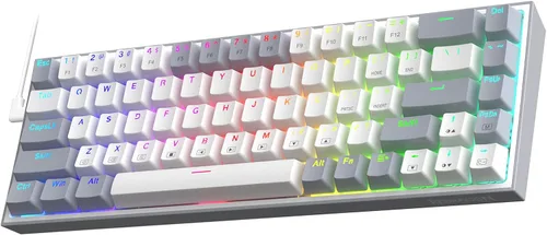 Vista 7 de Redragon K631 Gery - Teclado para juegos RGB con cable al 65%, teclado mecánico compacto de 68 teclas con enchufe 100% intercambiable en caliente