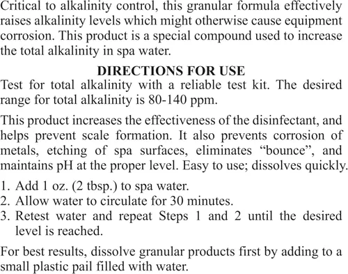 Vista 3 de SpaChoice 2-Pounds Premium Alkalinity Increaser for Hot Tub Raises Total Alkalinity, 100% Sodium Bicarbonate, Easy to Use, Add 1 ounce and Retest