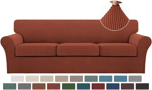 Vista 135 de Turquoize 2 fundas para sillas de sala de estar, funda de sofá con fundas de cojín individuales, funda de muebles para sillas (silla, beige biscotti)