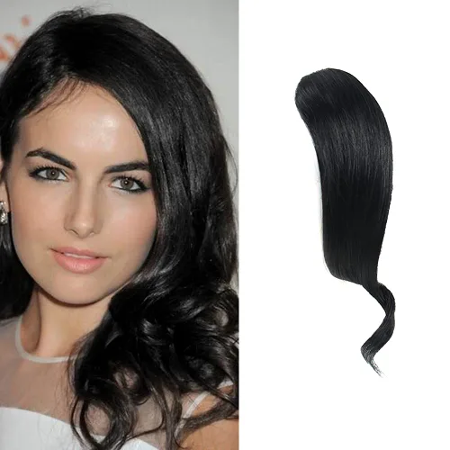 Vista 3 de 2 extensiones de cabello humano real ondulado con flequillo lateral ondulado con clip (rubio/613#)