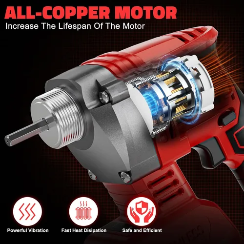 Vista 3 de LIVOWALNY Herramienta vibradora de hormigón de mano compatible con batería Milwaukee de 18 V (sin batería), vibrador eléctrico inalámbrico
