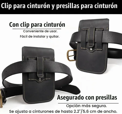 Vista 5 de Topstache Funda de cuero para teléfono celular con clip para cinturón, soporte para teléfono celular con tapa para iPhone 17/16/15/14/13/12 - Funda