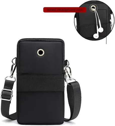 Vista 6 de Bolsa para teléfono celular, resistente al agua, bolsa de viaje, bolsa deportiva para brazos, mini bolso de hombro con correa ajustable