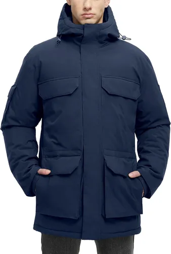 Vista 9 de Abrigos de invierno para hombre, chaquetas de invierno, impermeables, cálidas, gruesas, largas, con capucha