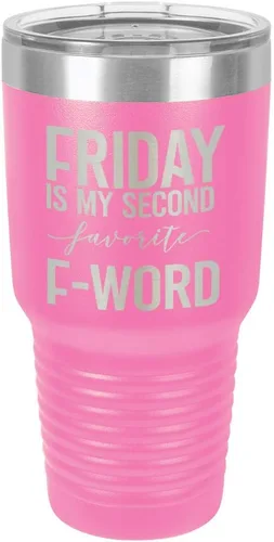 Vista 19 de Viernes es mi segundo favorito F Word negro vaso de 30 oz con paja y tapa superior deslizante Taza de viaje de acero inoxidable Compare con Yeti