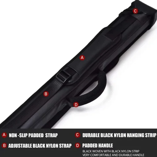 Vista 4 de Collapsar Estuche rígido para taco de piscina 2X2 Nylon/Polipiel Billar Sitck Fit 2-Piece Cue Up to 58" Nylon/Leatherette with Two Pockets