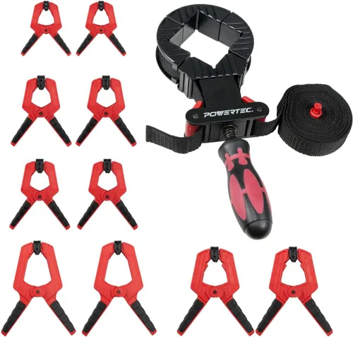 Vista 9 de POWERTEC Abrazaderas de correa para carpintería: abrazaderas de banda de liberación rápida con mango ergonómico, abrazadera ajustable para marco