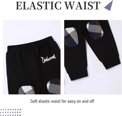 Vista 4 de Fuermos Conjunto para niño pequeño - Sudadera y pantalones a cuadros con capucha - Ropa de otoño