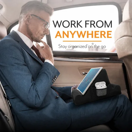 Vista 5 de Brookstone - Soporte para tableta de mesa de regazo con espuma viscoelástica, sostiene teléfonos, iPads, lectores de libros electrónicos, 2 ángulos