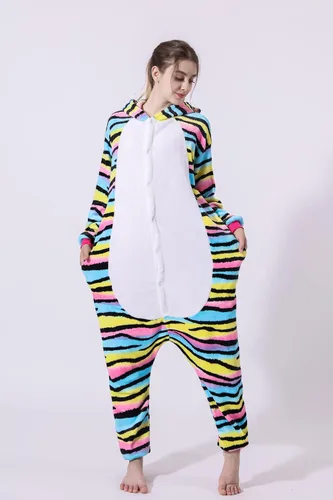 Vista 3 de RoseFinch Fang Pijama de gato de color animal para adultos y niños, lindo cosplay, Halloween, Navidad, disfraz de invierno para niñas