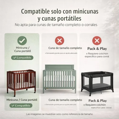 Vista 3 de Dream On Me Colchón portátil 2 en 1 transpirable de doble cara para cuna de 3 pulgadas Funda impermeable Doble cara Se adapta a cunas