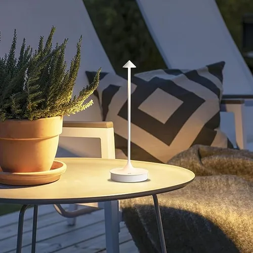 Vista 4 de Lámpara de mesa inalámbrica recargable LED funciona con pilas, lámpara de mesa de 4000 mAh, lámpara táctil regulable al aire libre, impermeable