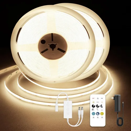 Vista 24 de Tira LED COB, tira de luz LED COB blanca cálida de 16.4 pies, tira de luz LED regulable de 2700 K, CRI92+, 0.315 in de ancho, cinta LED flexible