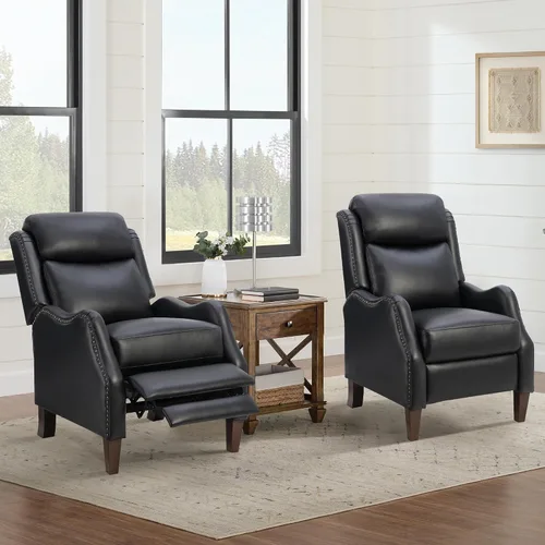Vista 11 de KISLOT Sillón reclinable de cuero sintético con decoración de remaches, sofá individual para sala de estar y dormitorio