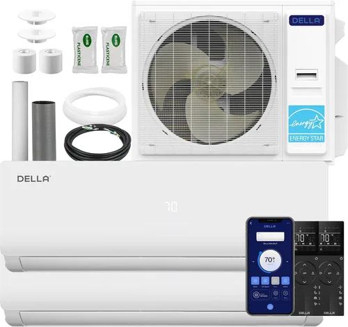 Vista 14 de DELLA 35K BTU Dual Zone Mini Split AC (9K+24K), 19 SEER2, 16ft Kits Blanco con juego de línea