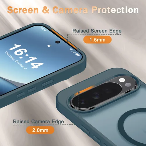 Vista 572 de Funda para Google Pixel 10 Pro XL, cubierta magnética mate, color negro Fit for MagSafe, Screen Protector included, Shockproof Military Grade