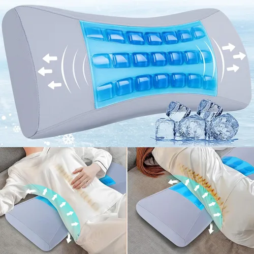 Vista 9 de Almohada de Soporte Lumbar para Cama para Aliviar el Dolor de Espalda Baja con Gel Refrescante: Almohada de Ciática de Espalda Baja