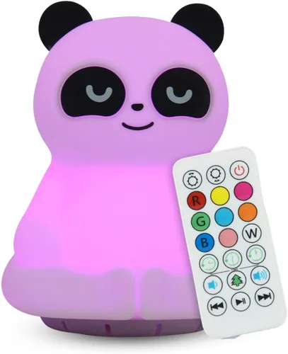 Vista 12 de Altavoz Bluetooth combinado y luz nocturna con 9 emisiones de color, silicona apta para niños y libre de BPA, recarga USB, recibe audio