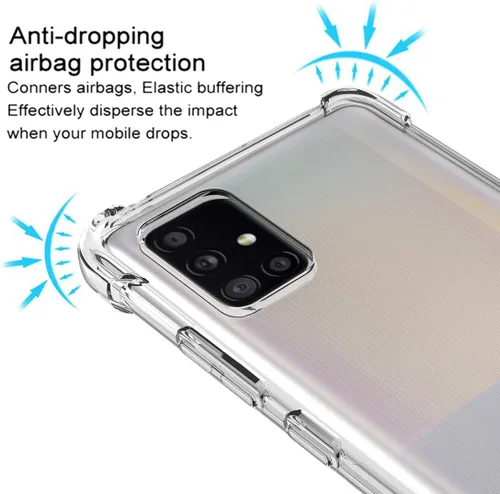 Vista 5 de Osophter Para Galaxy A51 5G Funda Transparente Reforzada Esquinas TPU Absorción De Golpes Flexible Cubierta Del Teléfono Celular Para Samsung Galaxy
